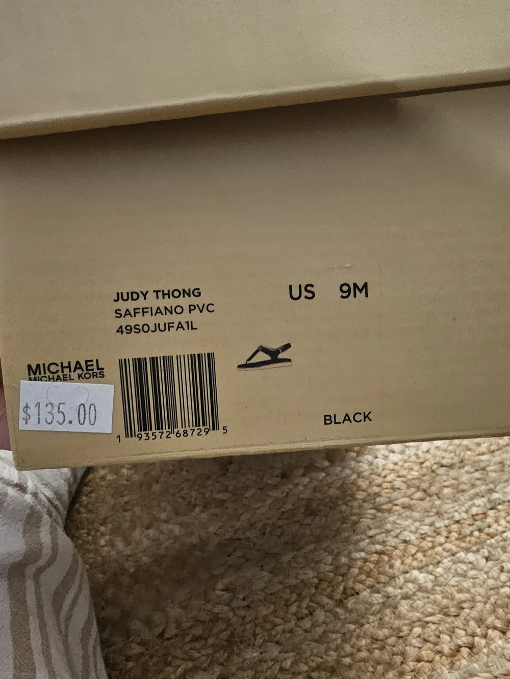 Michael Kors Women’s Black MK Logo Thong Sandals